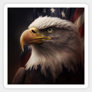 Traditional American Eagle and Flag Sticker